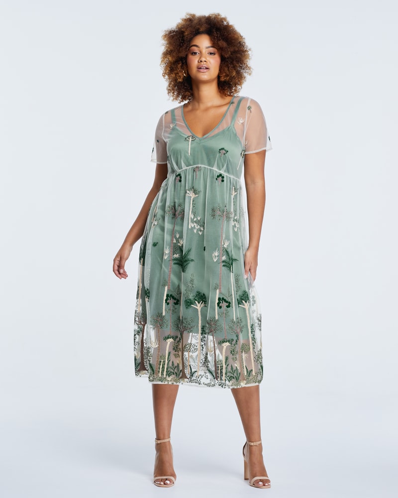 Leon Embroidered Mesh Dress Nude Multi